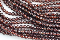 Micro Faceted Natural Red Orange Hessonite Garnet Round Beads 4mm Faceted Round Beads 15.5" Strand