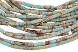 Aqua Sea Sediment Jasper beads tube tubular beads 15.5" 4x13mm