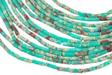 Aqua Green Sea Sediment Jasper beads tube tubular beads 15.5" 4x13mm