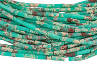 Aqua Green Sea Sediment Jasper beads tube tubular beads 15.5" 4x13mm