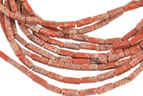 Pale Red Sea Sediment Jasper rectangular tube tubular beads 15.5" 4x13mm