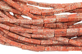 Pale Red Sea Sediment Jasper rectangular tube tubular beads 15.5" 4x13mm