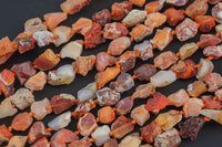 Natural Organic Rough Raw Unpolished Mexican Fire Opal Nugget Beads 15.5" Strand Gemstone Beads