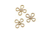 Lab Diamond Gold Filled or Sterling Silver Flower Clover Cross CCZ Charm- 14/20 Gold Filled- USA Product-7.5mm- 1 piece per order
