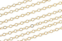 1.3mm -1.5mm Gold-filled Chain by the foot or 10 feet-- Flat Chain