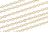 1.3mm -1.5mm Gold-filled Chain by the foot or 10 feet-- Flat Chain Permanent Jewelry Chain