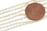 1.3mm -1.5mm Gold-filled Chain by the foot or 10 feet-- Flat Chain