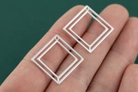 Silver Plated Brass Earrings-Earring copper accessories-Earring pendant-charms-Earring connector-SquareShaped earrings-cgj249-29mm