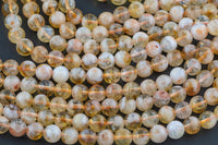 Natural Flower CITRINE Round 6mm, 8mm, 10mm- Full Strand 15.5 Inches Long A Quality Smooth Gemstone Beads