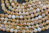 Natural Flower CITRINE Round 6mm, 8mm, 10mm- Full Strand 15.5 Inches Long A Quality Smooth Gemstone Beads