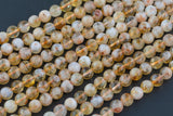 Natural Flower CITRINE Round 6mm, 8mm, 10mm- Full Strand 15.5 Inches Long A Quality Smooth Gemstone Beads