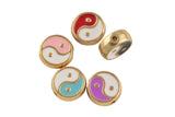 8mm Enamel Yin Yang Beads, Double Sided Charms, Yin Yang Spacer Bead, Flat Round Bead, Bracelet Charm