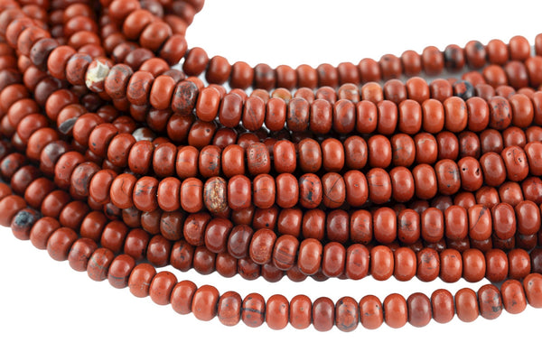 Natural Red Jasper- High Quality in Roundel, 6mm, 8mm- Full 15.5 Inch Strand-Full Strand 15.5 inch Strand Smooth Gemstone Beads