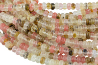 Watermelon Quartz- High Quality in Roundel, 6mm, 8mm- Full 15.5 Inch Strand-Full Strand 15.5 inch Strand Smooth Gemstone Beads