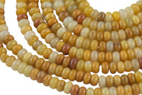 Natural Yellow Jade, High Quality in Roundel, 6mm, 8mm- Full 15.5 Inch Strand-Full Strand 15.5 inch Strand Smooth Gemstone Beads