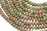 Natural Unakite Jasper- High Quality in Roundel, 6mm, 8mm- Full 15.5 Inch Strand-Full Strand 15.5 inch Strand Smooth Gemstone Beads