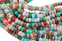 Mixed Stone- High Quality in Roundel, 6mm, 8mm- Full 15.5 Inch Strand-Full Strand 15.5 inch Strand Smooth Gemstone Beads