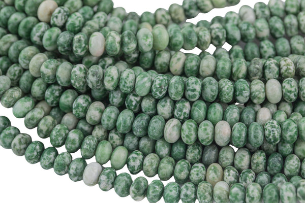 Natural Green Dalmatian Jasper - High Quality in Roundel, 6mm, 8mm- Full 15.5 Inch Strand-Full Strand 15.5 inch Smooth Gemstone Beads