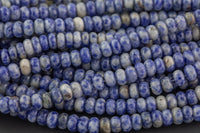 Natural Sodalite- High Quality in Roundel, 6mm, 8mm- Full 15.5 Inch Strand-15.5 inch Strand Smooth Gemstone Beads