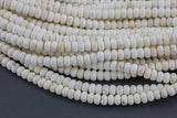 Natural White Turquiose - High Quality in Roundel, 6mm, 8mm- Full 15.5 Inch Strand-15.5 inch Strand Smooth Gemstone Beads