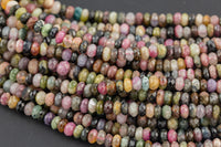 Natural Watermelon Tourmaline- Sharp Diamond Cut- High Facets , Faceted Roundel- 6 mm 8mm- Full 15.5 Inch Strand AAA Quality Gemstone Beads