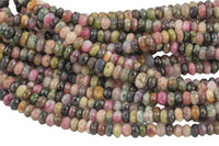 Natural Watermelon Tourmaline- Sharp Diamond Cut- High Facets , Faceted Roundel- 6 mm 8mm- Full 15.5 Inch Strand AAA Quality Gemstone Beads