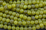 Natural Diamond Cut Olive Jade 6mm 8mm 10mm Round Beads 15.5" Strand Gemstone Beads