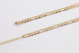 18" 18K Gold Necklace - Figaro Necklace -Layering Necklace 5mm Ready to wear Lobster Clasp 2-3" extender