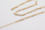 18" 18K Gold Necklace - Figaro Necklace -Layering Necklace 5mm Ready to wear Lobster Clasp 2-3" extender