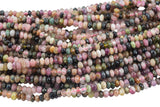 Natural Watermelon Tourmaline- Sharp Diamond Cut- High Facets , Faceted Roundel- 4mm- Full 15.5 Inch Strand AAA Quality Gemstone Beads