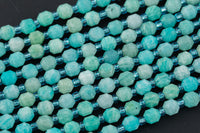 AAA Natural Amazonite 5-6mm Beads Faceted Energy Prism Double Terminated Point Cut 15.5" Strand