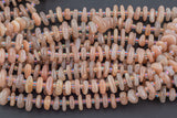 Natural Pink Moonstone Smooth Freeform Roundel Chip Beads 15.5" Strand