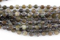 AAA Natural Labradorite 5-6mm Beads Faceted Energy Prism Double Terminated Point Cut 15.5" Strand