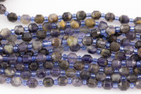 AAA Natural Iolite 5-6mm Beads Faceted Energy Prism Double Terminated Point Cut 15.5" Strand