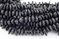 Natural Obsidian Smooth Freeform Roundel Chip Beads 15.5" Strand