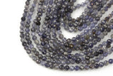 Natural Iolite Quartz Beads Full Strands-15.5 inches-3mm- Nice Size Hole- Diamond Cutting, High Facets-Nice and Sparkly-Faceted Round