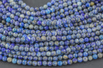 Natural Lapis Full Strands-15.5 inches-4mm- Nice Size Hole- Diamond Cutting, High Facets- Nice and Sparkly- Faceted Round