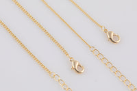 16" Dainty 14k Gold plated Cuban Curb Chain Necklace Chains for Layering - 1mm 1.5mm 16" with extender