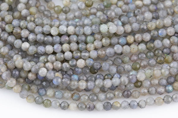 Natural Diamond Cut Labradorite Beads, High Quality in Diamond Cut Faceted Round-5mm- Wholesale Bulk or Single Strand! AAA Quality