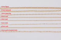 Light DAINTY ROSE GOLD Chain Dainty Chain Selection Paperclip Figaro Oval Pyrite Chain Selection - 1 yard / 3 feet