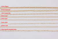 Light DAINTY ROSE GOLD Chain Dainty Chain Selection Paperclip Figaro Oval Pyrite Chain Selection - 1 yard / 3 feet