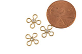 Lab Diamond Gold Filled or Sterling Silver Flower Clover Cross CCZ Charm- 14/20 Gold Filled- USA Product-7.5mm- 1 piece per order