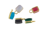 18k Gold Rectangular Crystal Charm- 12x14mm