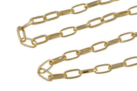 18k Gold Paper Clip Chain, Elongated Rectangle Oval Chain, 5x11mm Chain by yard, Unfinished Chain for DIY Jewelry Supply