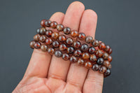 Natural Hessonite Garnet Bracelet Round Size 6mm and 8mm Handmade In USA Natural Gemstone Crystal Bracelets Handmade Jewelry approx. 7"