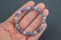 Diamond cut Iolite Bracelet Faceted Round Size 8mm Handmade In USA Natural Gemstone Crystal Bracelets Handmade Jewelry - approx. 7"