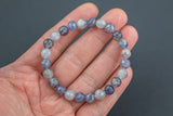 Diamond cut Iolite Bracelet Faceted Round Size 8mm Handmade In USA Natural Gemstone Crystal Bracelets Handmade Jewelry - approx. 7"