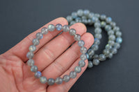 Natural Labradorite Smooth Round Size 10mm and 12mm- Handmade In USA- approx. 7-7.5" Bracelet Crystal Bracelet- LGS