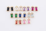 6pc 18k Gold Birthstone Charm Tiny, Necklace Earring Bracelet Supplies, Jewelry Supply Charms Personalized Delicate Dainty Pendant Rectangle