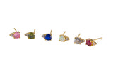 Raindrop 18kt Gold Birthstone Stud 2 Solitare Design CZ Earring- 2 pcs per order- 5x7mm BEAUTIFUL EARRINGS!